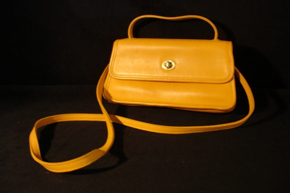 Mustard Yellow Leather Coach Handbag