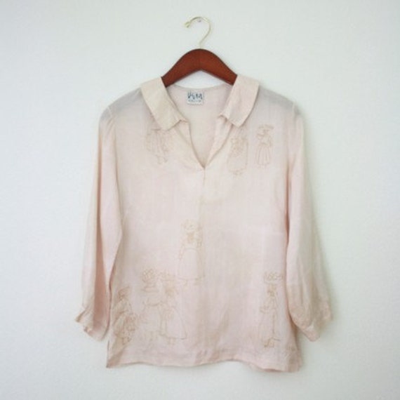 nude silk shirt