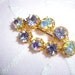 Beautiful Oval Shaped Brooch Gold Toned Aurora Borealis Lavender