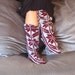 Burgundy Snow Pattern Long Slippers
