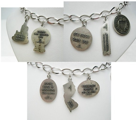 New Jersey Themed Charm Bracelet Sterling Silver