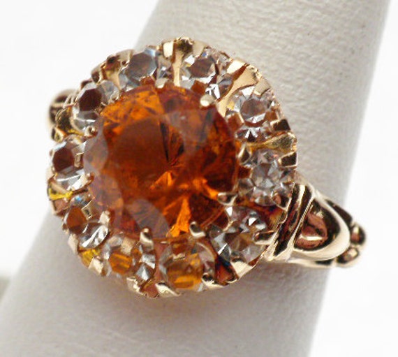 10kt Synthetic Orange Stone Ring by KlinesJewelry on Etsy