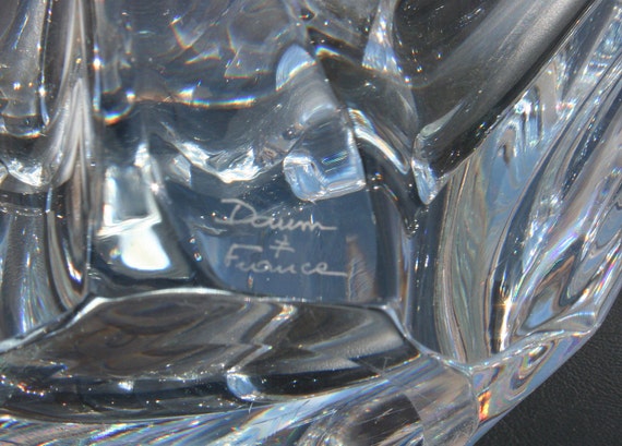 Vintage Signed Daum of France Crystal Clear Art Glass Bowl