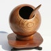 Vintage Danish Modern Wooden Swivel Orb Nut Holder with Spoon and Base