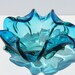 Vintage Mid Century Modern Murano Italian Art Glass Blue Green Bowl Ashtray