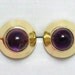 Estate 14K YELLOW GOLD purple amethyst cabochon dome post earrings