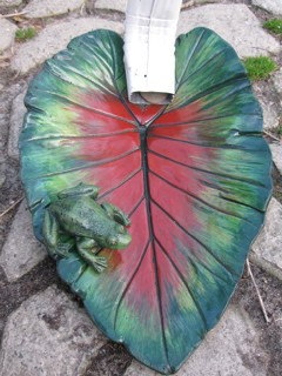 Elephant Ear Leaf with Frog Downspout Splash Guard