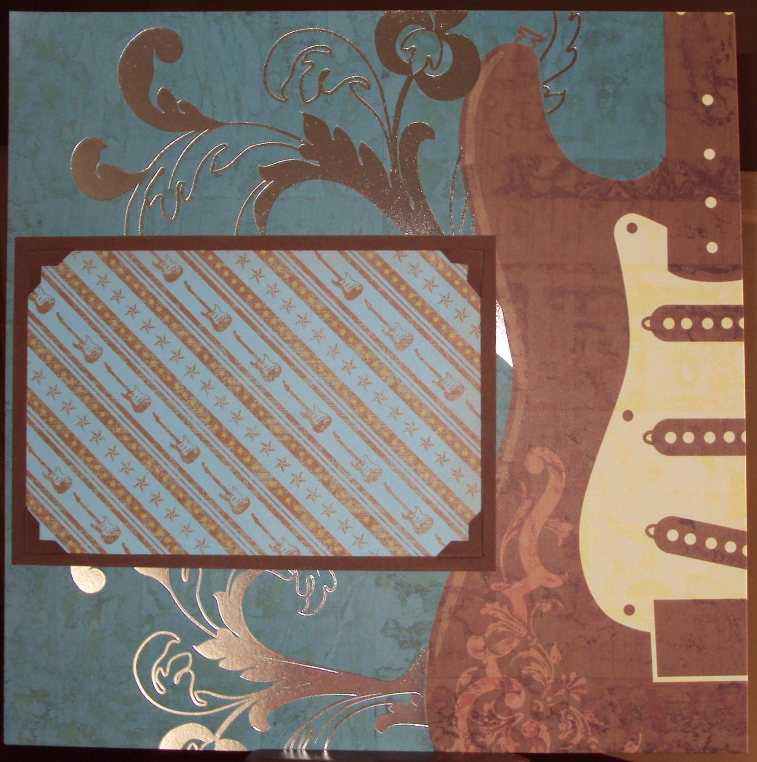 Premade 12x12 Funky Guitar scrapbooking layout