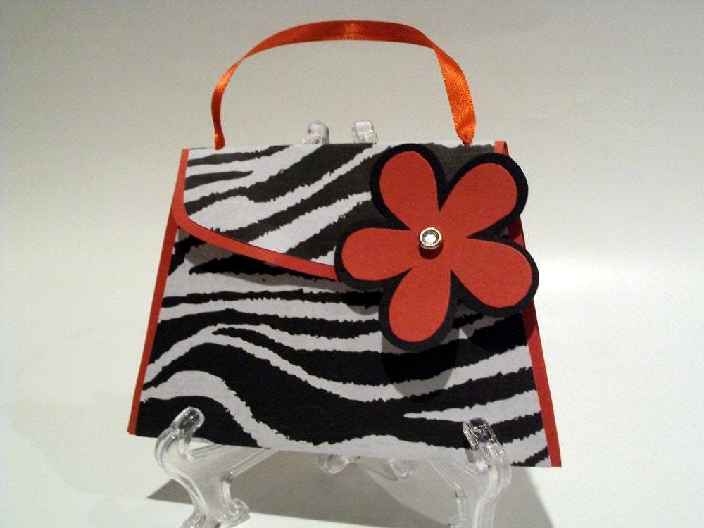 Red and Zebra Print Purse GIFT CARD Holder/Box by AbunchofScrap