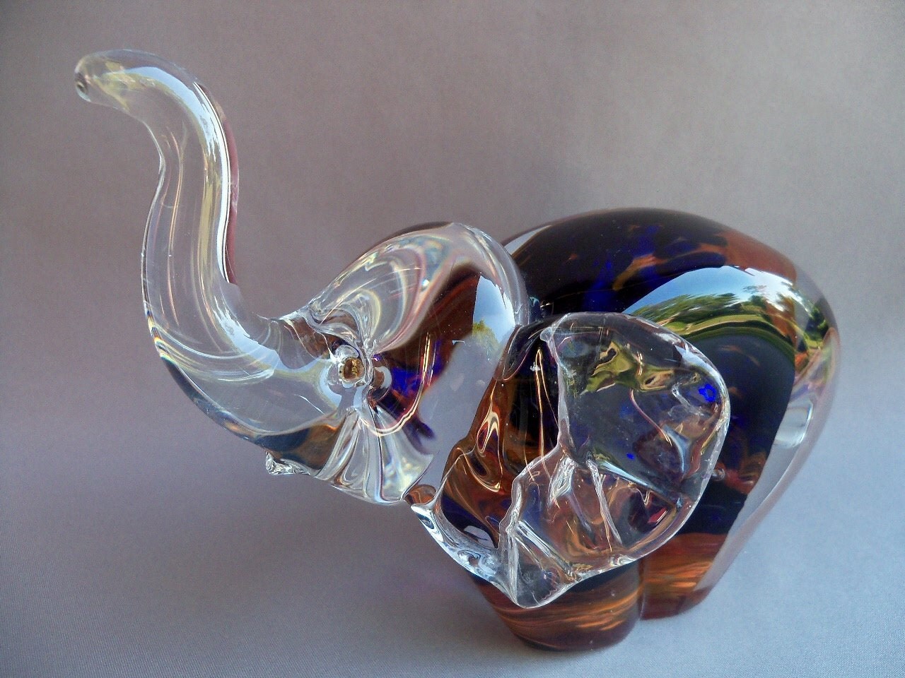 Hand Blown Art Glass Elephant Figurine