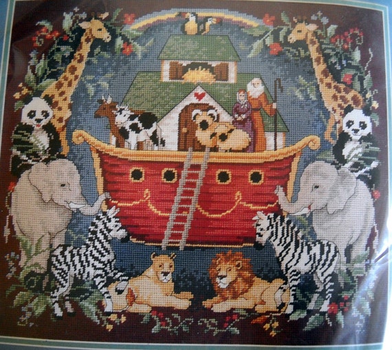 Sunset NOAH'S ARK TAPESTRY Needlepoint Kit by goodygirlred on Etsy