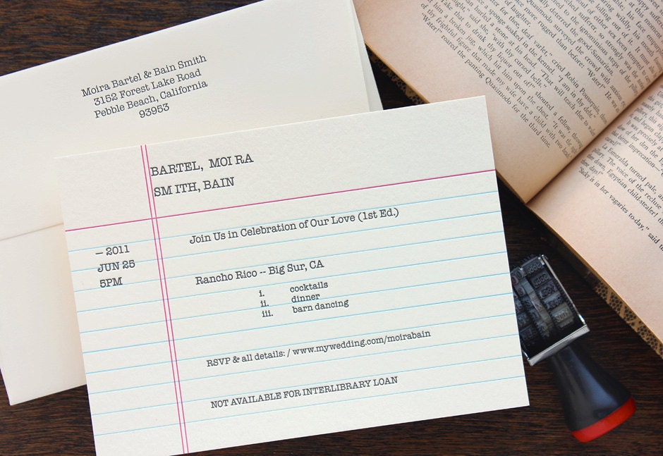 Old-school library catalog card, index card, retro book 