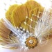 SWEET as HONEY Yellow Peacock Feather Bridal Hair Fascinator Clip with Vintage Jewel OOAK and Gold French Netting