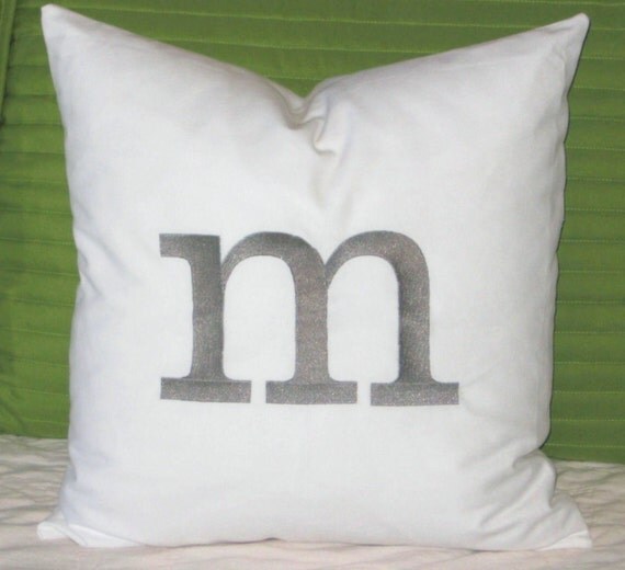 Items similar to Personalized Initial Pillow Cover 18" x 18" White