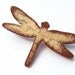Wooden dragonfly brooch - OOAK Decoupaged dragonfly with words