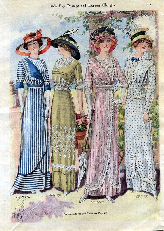 1912 Ladies Colored Illustrated Fashion Ad