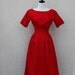 Beautiful RED Vintage Taffeta PARTY FROCK with ROSETTE