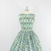 Cotton Summer Dress - 1950's Vintage - Blue and Green Polka Dot Cotton Full Skirt Summer Dress