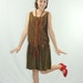 1960s Dress - 1960s Does 1920s Iridescent Metallic Bronze Drop Waist Pleated Garconne Frock