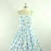 1950s Dress - Atomic Blue Circles Cotton Summer Beach Party Frock