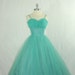 VINTAGE Party 1950's Dress - Gorgeous Turquoise Tulle Sweetheart Shelf Bust Full Skirt Tea Length Cocktail Wedding Frock