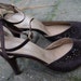 Vintage Brown Suede Cut out Ankle Strap Heels circa 50s or 60s 7N