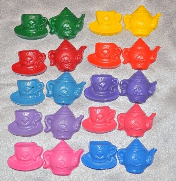 Recycled Crayons Tea Pots and Tea Cups Shaped - Total 20 Crayons. Il_570xn