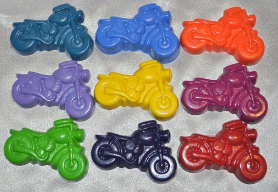Recycled Crayons Motorcycle Shaped Total of 9. Il_570xn