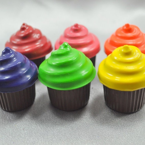 Recycled Crayons Cupcakes Shaped / Set of 6. by RedElmDesigns