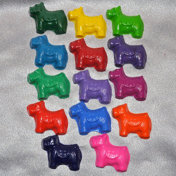 Recycled Crayons Scottish Terrier Dog Shaped, Total of 14 Crayons. Il_570xn