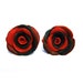 Handmade Polymer Clay Black & Red Rose Earrings for Sensitive Ears