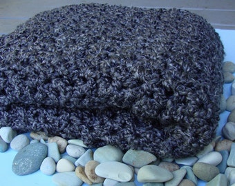 Meditation Shawl, Crochet Shawl, Crocheted Shawl, Gray Shawl, Gift for Him, Gift for Her, Wraps Shawls, Graphite Gray Shawl, Hand Crocheted