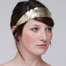Feather Leather Headband in Gold