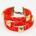 Studded Hand Printed Fabric Bracelet in Poppy Gold Cross