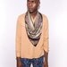 Hand Printed 'Zigzag' Scarf in Gold and Rose on Black