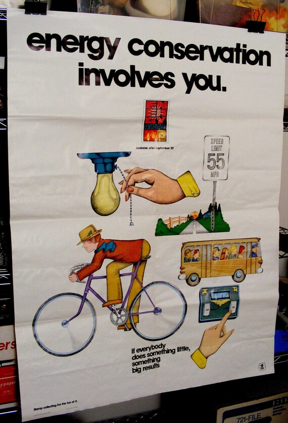 1974 USPS Energy Conservation Stamp Poster