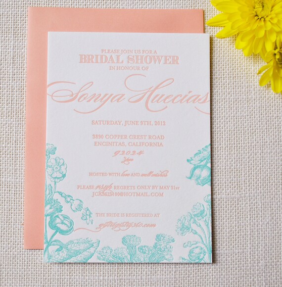 Custom Letterpress Floral Invitations