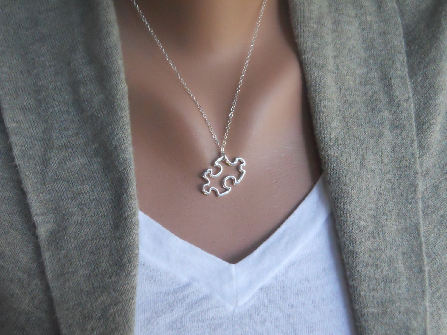 Puzzle Piece Necklace by thelovelyraindrop on Etsy