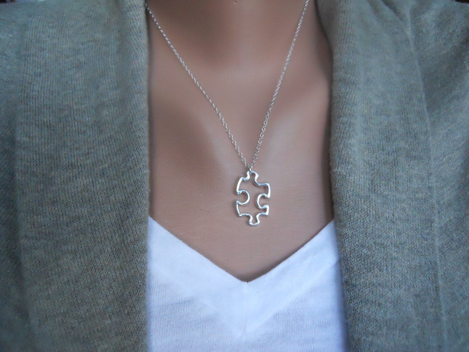 Puzzle Piece Necklace by thelovelyraindrop on Etsy