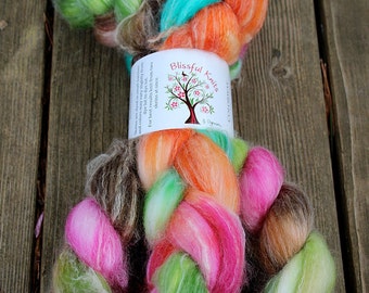 Wool Roving - Merino Bamboo and Nylon - Hand Dyed