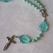 Catholic Rosary of Aqua Glass Pearls