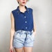 Nautical Anchors Embroidered Navy Silk Tank (S/M)