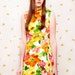 60s Citrus Floral Mod Qipao Mandarin Dress (XS/S)