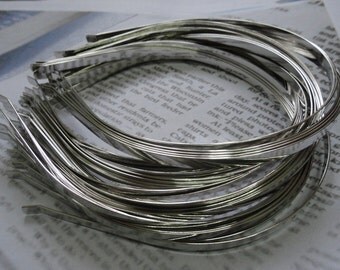 15pcs Metal Headbands 6mm silver color with bent end