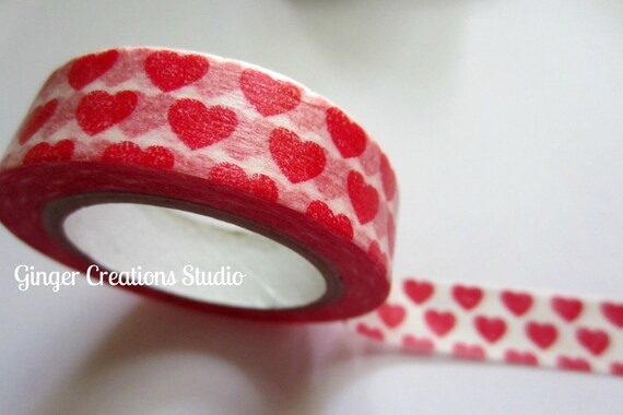 Items Similar To Washi Tape Red Hearts Sweetheart Paper Tape Valentines Day On Etsy