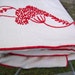 Vintage Red and White Tablecloth Embroidered Handmade