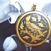 Damascene Jewelry Pendant with a Prong Setting Bird on Branch Swirling Leaves Necklace