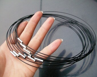 NEW NEW NEW 10pcs 18 inch 1mm black stainless steel necklace cords/wires with stainless steel magnet clasps