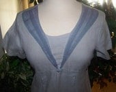 1940s style, grey linen dress - sailor collar details and buttons