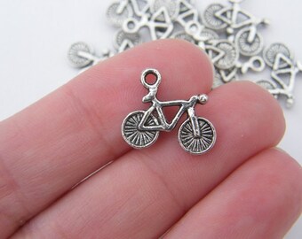 BULK 50 Bicycle charms antique silver tone TT20
